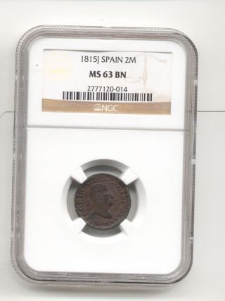 Spain 1815 2 Mar Jubia Ngc Ms 63 Best Known????? ??????????????????????????????? photo