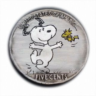 Snoopy 313 Hand Engraved Hobo Nickel By Luis A Ortiz Rm1398 photo