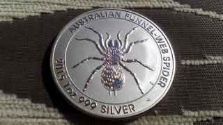 Australia 1 Dollar 2015 Silver Plated Coin - Funnel - Web Spider photo