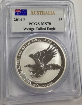 2014 P Australia Wedge Tailed Eagle S$1 Ms 70 Pcgs Certified photo