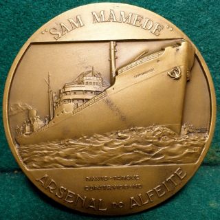 Mythology Gods Mercury & Fortuna Ship Tanker 75mm 1950 Bronze Medal By M.  Norte photo