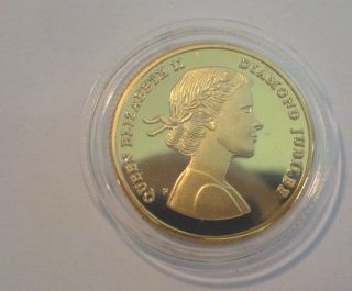 2012 Aust Queen Elizabeth Diamond Jubilee Gold 24k 100 Mills Claded Coin photo