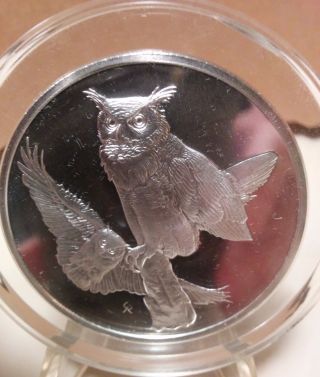 Franklin Roberts Birds Sterling Silver Medal - 1970 - Great Horned Owls photo