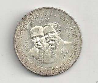 Mexico 1960 10 Pesos Silver Brilliant 150th Anniversary War photo