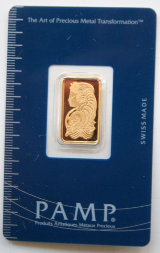 Pamp Suisse 5 Gram Gold Bar 999.  9 Pure Gold Fortuna photo