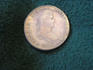 1813 Mexico 8 Reales Silver Crown; Fine Condition; Assayer Jj photo