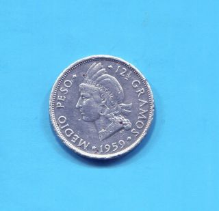 Dominican Republic - Silver 1/2 Peso,  1959 photo