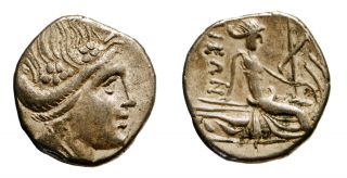 H12: Ancient Greek Silver Coin : Histiaia In Euboia - Tetrobol photo