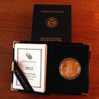 2012 - W 1 Oz Proof Gold American Eagle Coin - And Certificate photo