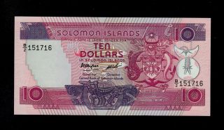 Solomon Islands 10 Dollars (1986) B/2 Pick 15 Unc Banknote. photo