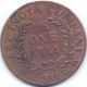 1818 Panchmukhi Hanuman Standing East India Company Uk One Anna Big Temple Coin India photo 1