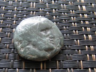 Ancient Greek Bronze Coin Of Odessos Colony Miletus Thrace 200 Bc Head Of Zeus photo