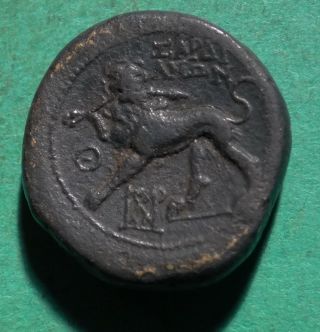 Tater Roman Provincial Ae17 Coin Dionysus & Lion Lydia Sardis photo