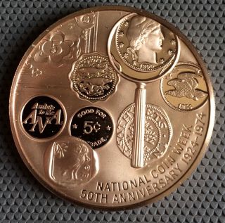 1974 American Numismatic Association Ana 50th Anniversary Coin Medal photo