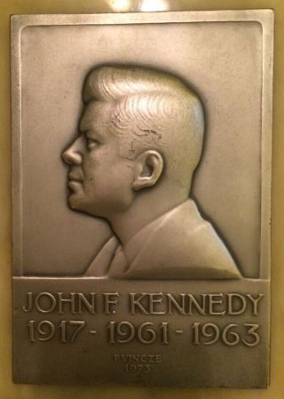 Paul Vincze John F.  Kennedy Silver Medallic Plaque,  Large And Scarce - 2 Of 500 photo