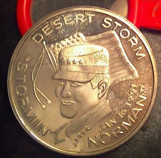 Desert Storm - Stormin Norman 1oz Round.  999 Silver photo
