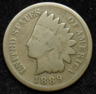 1889 Indian Head Cent Penny G Good (b03) photo