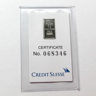 Credit Suisse 1 Gram.  9995 Fine Platinum Bar 068346 photo