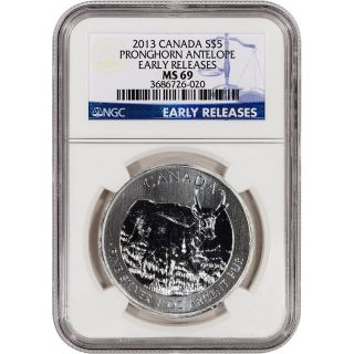 2013 Canada Silver Pronghorn Antelope (1 Oz) $5 - Ngc Ms69 - Early Releases photo