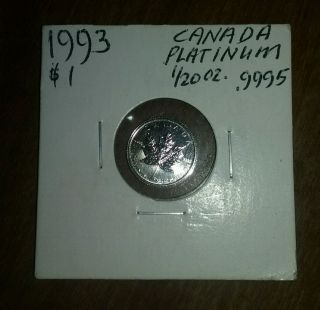 1993 Canadian 1/20 Troy Ounce Platinum Maple Leaf Coin.  9995 $1 Canada Very Rare photo