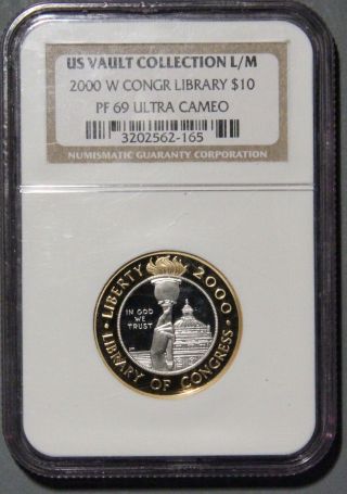 2000 - W Congressional Library $10 Gold & Platinum Coin Ngc Pf 69 Uc Gb1 - 44 photo