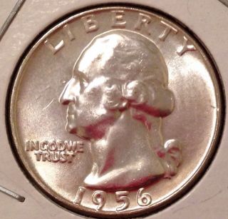 1956 - D Washington Silver Quarter Dollar Au photo
