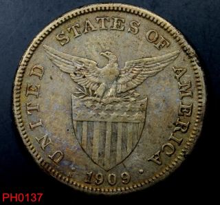 Philippines Peso 1909 - S Circulated 80 Silver photo