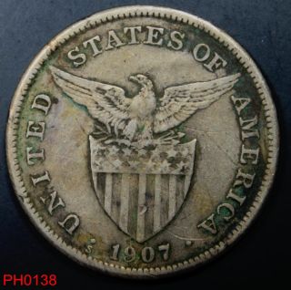 Philippines Peso 1907 - S Circulated 80 Silver photo