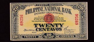 Us Philippine National Bank 20 Centavos 1917 Sn 69256 photo