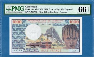 Cameroun,  1000 Francs,  1974,  Gem Unc - Pmg66epq,  P16a photo