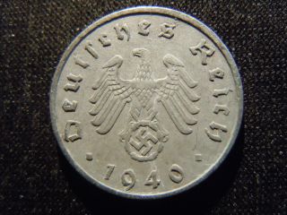 1940 - A - German - Ww2 - 5 - Reichspfennig - Germany - Nazi Coin - Swastika - World - Ab - 6042 - Cent photo