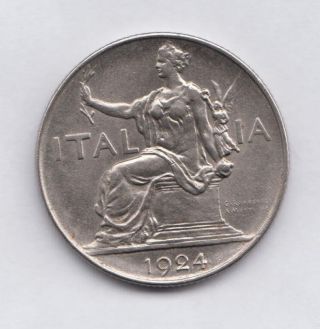 Italy 1 Lira 1924r Km62 Coin photo