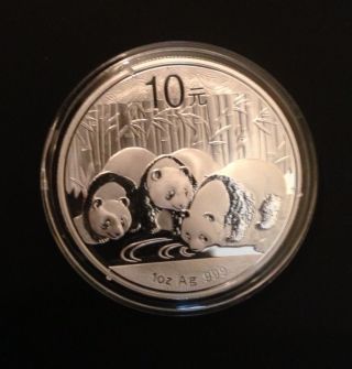 2013 1oz Silver Chinese Panda Coin.  999 Pure In Capsule Brilliant Uncirculated photo