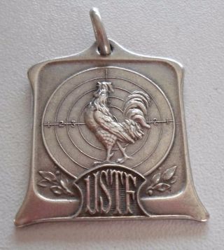 1920s French Shooting Prize Silvered Medal / Rooster Chicken photo