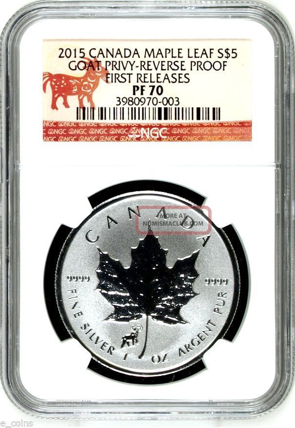 2015 $5 Canada 1 Oz Silver Maple Leaf Goat Sheep Privy Ngc Pf70 Fr Reverse Proof Coins: Canada photo