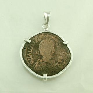 Ancient Coin Pendant,  Sterling Silver Pendant,  Silver Pendant With Byzantine Coin photo