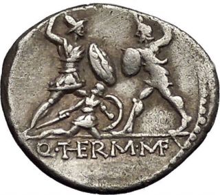Roman Republic Minucia 19 Rare Silver Ancient Coin Two Warriors Fighting I46687 photo