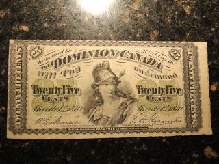 1870 Dominion Of Canada Shinplaster 0.  25 Cents Paper Money Letter B. photo