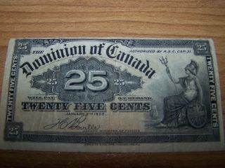Canada 25 Cent Note From 1900 (shinplaster) Jan 2,  1900 photo