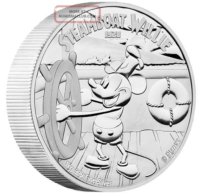 Niue 2015 $100 Disney Steamboat Willie Mickey Mouse 1 Kg Kilo Silver Proof Coin Australia & Oceania photo