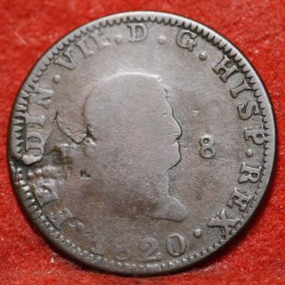 Circulated 1820 Spain 8 Maravedis Km491 Foreign Coin S/h photo