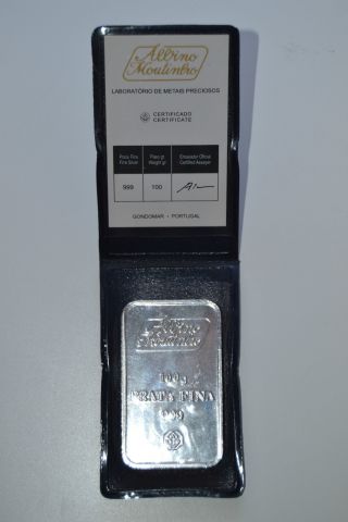 Portuguese 999 Silver Bar 100 Grs (3,  527 Oz) photo