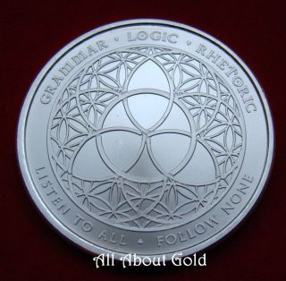 Solid Silver Round 1 Troy Ounce Trivium Medallion Grammar Logic Shield Series Bu photo