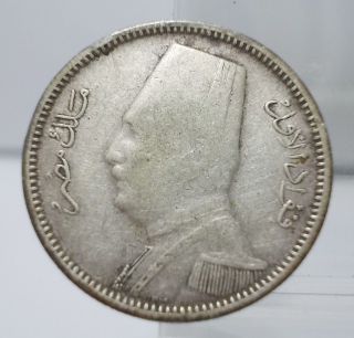 Egypt 1929 Ah1348 2 Piastres Silver Coin Vf - Xf photo