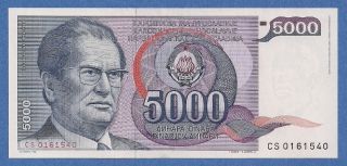 Yugoslavia 5,  000 Dinara Banknote P - 93a (1985) Unc Tito & Town Of Jajce photo