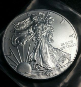 2012 Silver American Eagle Bullion Coin Ch Bu 1 Troy Oz photo