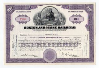 Boston And Maine Railroad Stock Certificate W/train Vignette photo