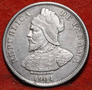 Circulated 1904 Panama 25 Centesimos.  900 Silver Foreign Coin S/h photo