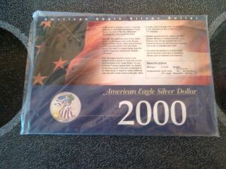 2000 Colorized American Eagle 1oz Silver Bullion $1 Coin W/ Certificate photo