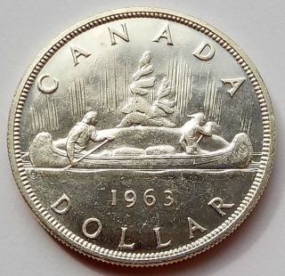 1963 Silver Dollar Ms - 63 Choice Bu Queen Elizabeth Ii Canada $1.  00 photo